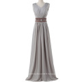 Grace Karin Long V-Neck sans manches en mousseline de soie Light Grey Evening Dress CL3403-2